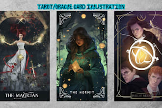 illustrate tarot card oracle card deck custom tarot design playing card game box