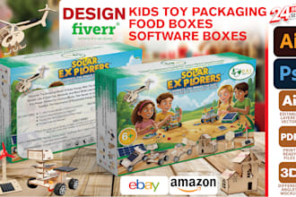 design kids toy packaging, food boxes, software box designs