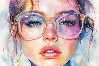 make watercolor portrait illustration in unique style