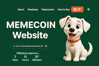 build meme coin website converting crypto token website, pepe meme website