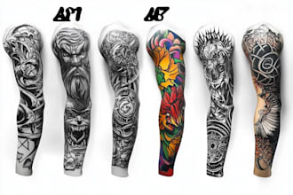 draw custom tattoo design realistic, full sleeve tattoo artist
