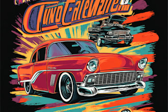 retro automotive tshirt, car show design