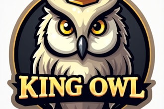 design high quality esport king owl mascot logo  with creative concepts