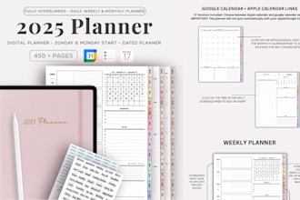 design etsy digital planner hyperlinked planner etsy digital products etsy SEO