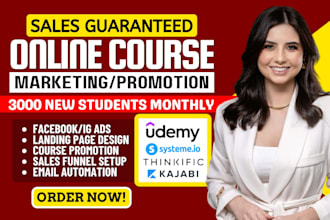 udemy online course promotion, spiritual wellness kajabi course marketing sales