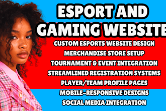 design esports website gaming website twitch streamer website gaming website