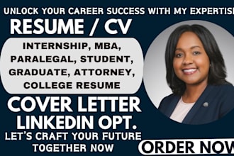 write internship, mba, paralegal, law school, graduate and student resume