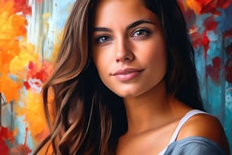 draw realistic digital oil painting from your photo
