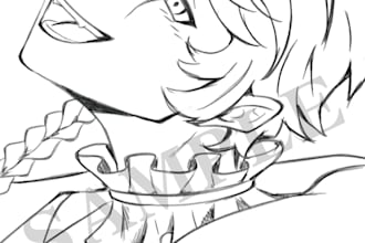 draw anime style headshot of ocs or fanart