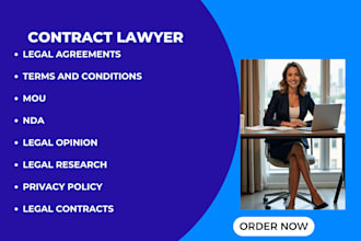 be your lawyer for legal agreements, contract, terms and conditions, mou or nda