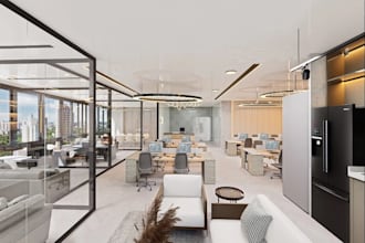 upgrade office interior equipment,reception lounge, layout office,3d lumion, cgi