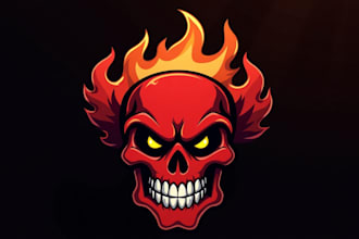 design awesome fire skull logo with unlimited revisions