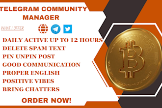 be your crypto telegram community manager  moderate discord server 15 chatters