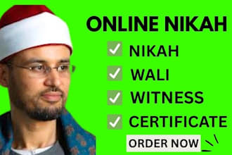be your online nikah imam, witness,  wali, certificate, worldwide