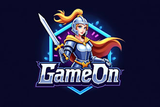 do unique female knight logo with free source file