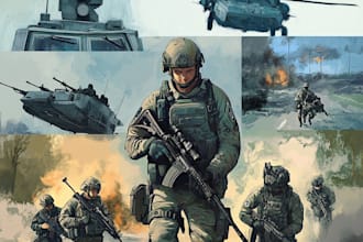 draw military themed illustrations