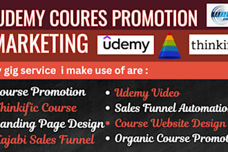 do udemy course online  promotion, course promotiom book sales funnel udemy