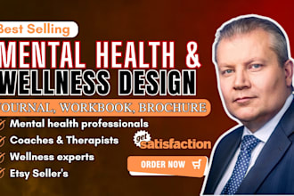 design custom mental health journal workbook worksheet, wellness,self help ebook