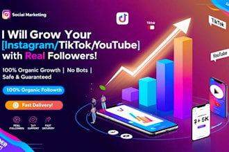 grow your social media organically with real and active followers