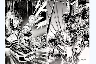 draw comic book art, graphic novel illustration, comic strip, manga comic book
