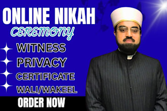 urgent online nikah as an imam provide witness, certificate, wall, wakeel
