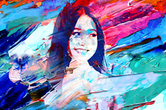 draw abstract painting art , abstract portrait, oil paint