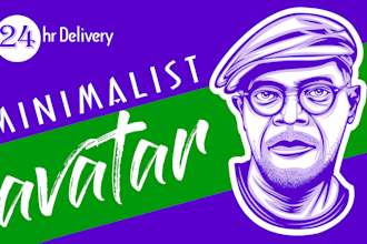 draw minimalist vector avatar cartoon portrait