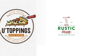 design hand drawn food pizza bakery logo