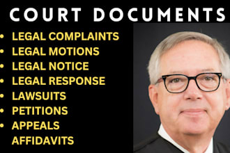 prepare legal documents, lawsuits, motions, complaints, lease, child law