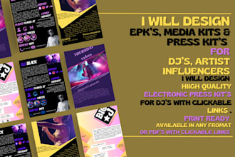 design professional media kit press kit one sheet for artist dj and influencers