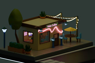 create stylized 3d low poly scenes for games or renders