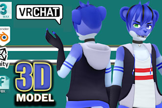 create custom vrchat avatar 3d fursona furry anime vr vrc avatar 3d vtuber model