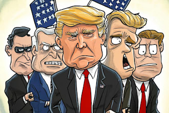 draw digital political editorial cartoon