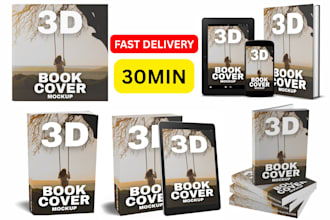 do 3d book cover mockup, ebook mockup, digital device mockup