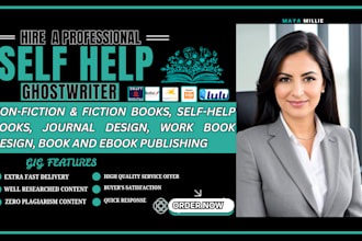 ghostwrite nonfiction book, self help ebook, workbook,journal design, publishing