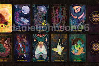 design custom tarot zodiac oracle tcg cards with dark art and box design