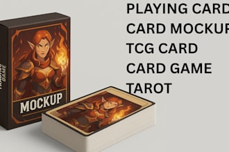 do custom card game tcg  template playing card tarot board game card mockup box