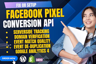 set up meta pixel, conversion API, server side tracking, and ga4