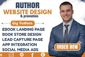 design author website, ebook landing page, book website, author website,