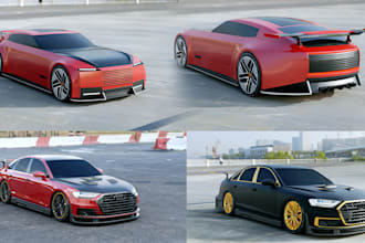 do 3d car design for commercial and game use in blender