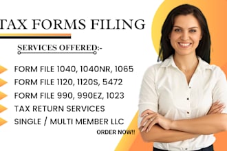file US tax forms 1120, 1040, 5472, 1040nr, 990 to the irs