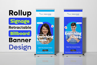 design roll up banner, retractable, signage, billboard, yard sign