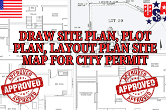 draw site plan, plot plan, layout plan, site map for city permit