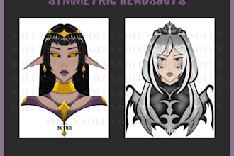 paint a detailed symmetric headshot in my unique art style