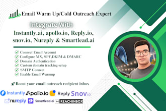 configure smartlead, reachinbox with email authentication, domain setup, warmup
