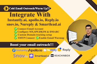 configure smartlead, reachinbox with email authentication, domain setup, warmup