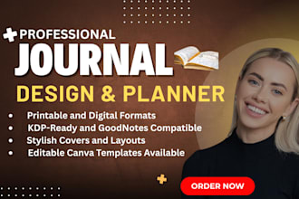 create a journal, journal design, planner design, digital journal, cover, kdp