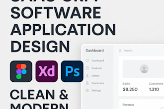 design modern ai saas app or crm, erp, mlm software dashboard ui using figma, xd