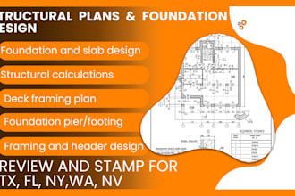 pe stamped structural plans for foundation framing deck and load bearing