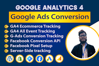 setup google analytics 4, ecommerce and conversion tracking via GTM